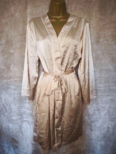 Beige satin robe - beige,