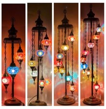 New Customisable Turkish Moroccan Style Handmade 3/5/7/9 Glass Floor Lamp