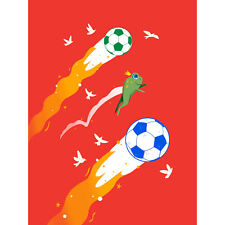 Football Soccer Frog Art Poster Large Canvas Print 46x61cm