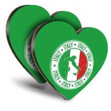 2x Heart MDF Coasters - Italy Rome Italian Flag Map  #5550