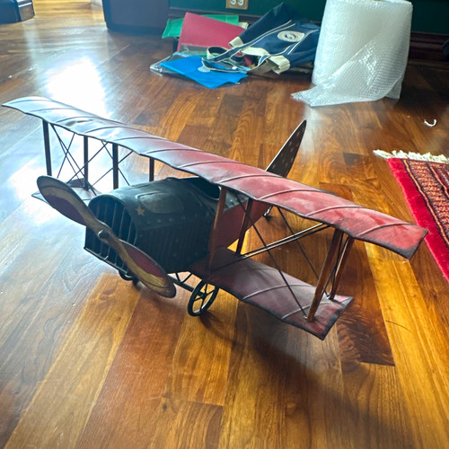 Decorative metal biplane - metal,