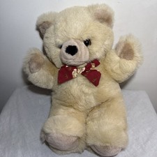 Vintage Simply Soft Collection Keel Toys Teddy Bear 12” With Burgundy Neck Bow