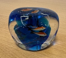 Glass Paperweight With Blue