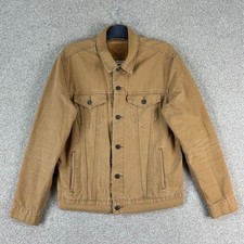 Levi’s Premium Mens L Tan Canvas Trucker Jacket 100% Cotton Denim Style Winter