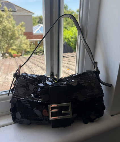Fendi black sequin leather - fendi,