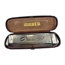 Vintage Hohner Chromonica II De Luxe Harmonica with Original Case Germany