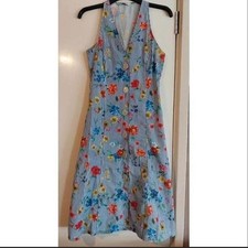 Zara blue white striped floral