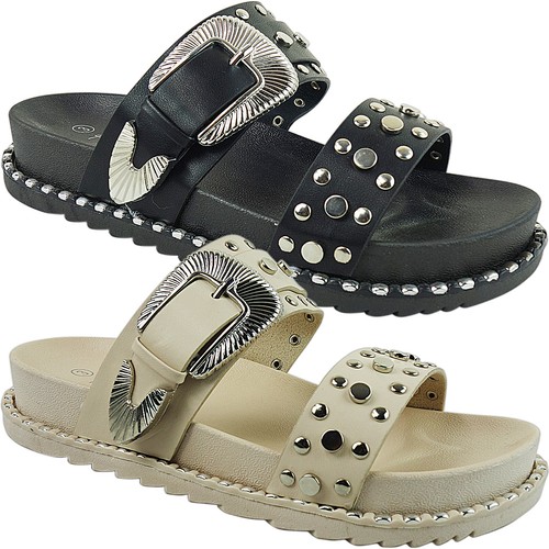 Womens ladies low wedge mules - womens,