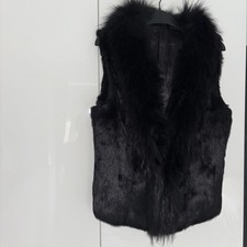 Real Fur Black Gilet , fully
