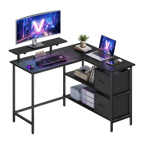 Shaped computer desk with 2 - shaped,