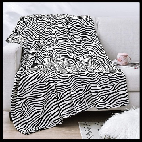 Zebra printed flannel throw - printed,