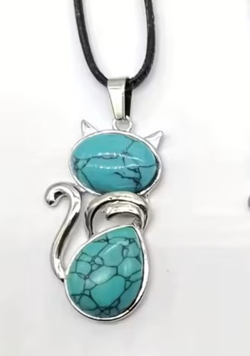 Crystal cat necklace - crystal, natural