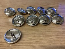 10 Chrome Military Style Metal Buttons 23mm, surplus, army