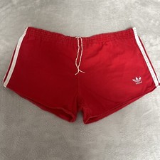 Adidas Originals Vintage 80s Mens Cotton Sports Shorts Red Size W42 West Germany