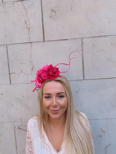 Fuchsia hot pink flower quill - pink,