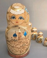 Vintage Matryoshka 7 Russian Nesting Dolls from Sergiev Posad Signed