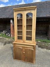 Victorian Antique Pine Dresser Glazed Pantry Larder Kitchen Cupboard Bookcase