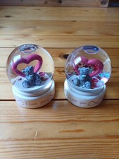 Duo Of Matching "I Love You" Tatty Teddy Heart Snow Globes