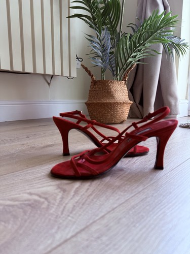 Hobbs red suede strappy - red, heeled