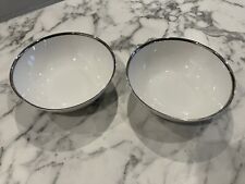 2 x Thomas China Medallion Germany Wide Platinum Band 14.5 cm Dessert Bowls