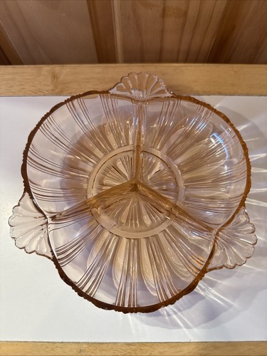 Pink depression glass vtg - pink, glass,