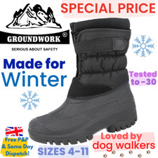 Unisex Groundwork Nylon Quilted Zip Fleece Mucker Snow Boots UK Mens Ladies