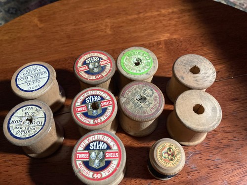 Vintage wooden cotton - cotton, reels
