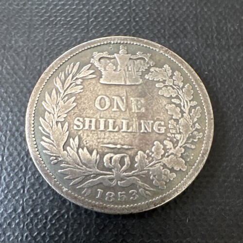 1853 silver one shilling - silver, young