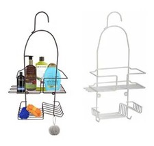 2 Tier Hanging Shower Caddy With Hooks Bathroom Shelf Tidy Storage Organiser    