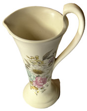 Aldridge Longton Pottery Floral Jug Vase 25cm Tall Vintage Ceramic Decor