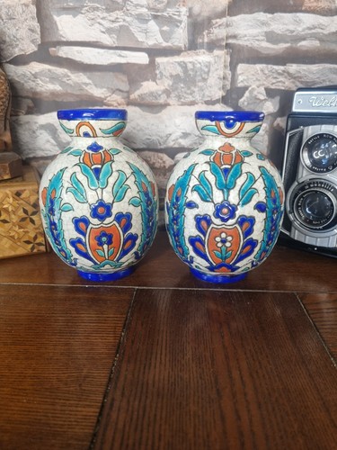 Pair laroche pottery vases - pair,