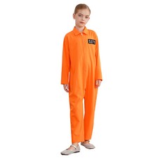 Kids Jumpsuit One Piece Romper Lapel Collar Prisoner Costume Comfortable Light