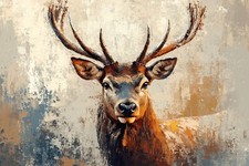STAG DEER ANIMAL CANVAS PICTURE PRINT WALL ART
