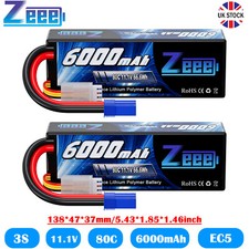 2x Zeee 3S LiPo Battery EC5 80C 11.1V 6000mAh Hardcase for RC Car Boat Truck FPV