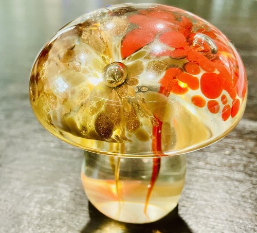 Hand blown glass mushroom - glass,