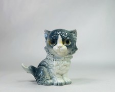 RARE Vintage West German Porcelain Goebel Grey Cat / Kitten Figurine