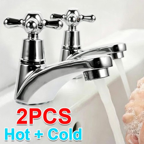 Bathroom twin taps set hot - twin,