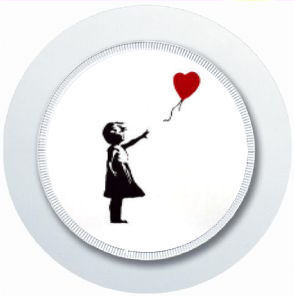 Banksy girl and balloon car - and,