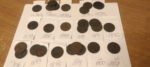 Old one penny 1d coins - x,
