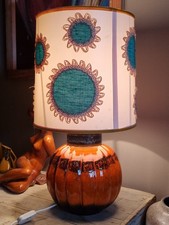 Vintage large bulbous  ceramic orange fat lava West German lamp base 30cm 