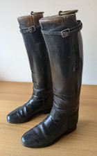 Vintage Davies Brynmwar Black Riding Boots with Wooden Trees UK 6