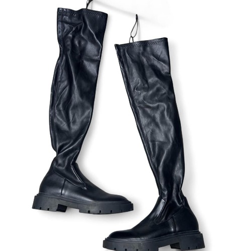 Zara black faux leather thigh - faux,