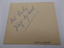 HAND SIGNED 4.5" x 4" AUTOGRAPH BOOK PAGE - TERRY NYLAND & TERRY O'NEILL