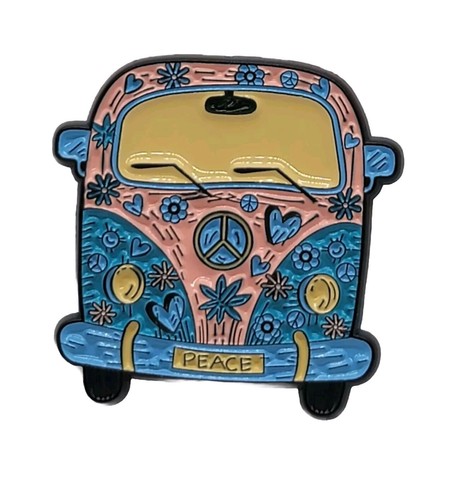 Retro hippie van enamel pin - hippie,
