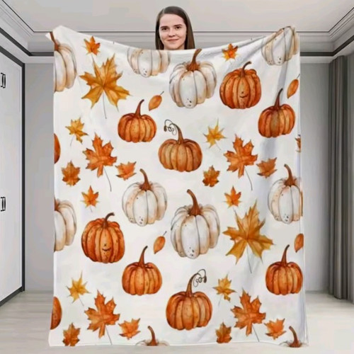 Autumn pumpkin flannel - pumpkin, fleece