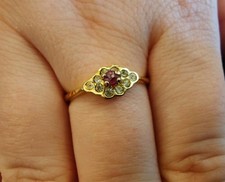 Gold Coloured Costume Jewellery Ring With Central Red Stone