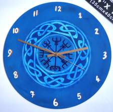 Viking compass record Wall Clocks..celtic.Hand painted..Tribal..funky..
