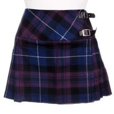 Scottish Ladies Mini Skirt Various Tartans Acrylic Wool/Women Kilt Pin 16' long
