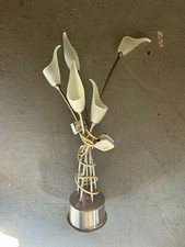 Elegant Flower Glass Bedside Table Lamp Living Room Desk Light SS Base