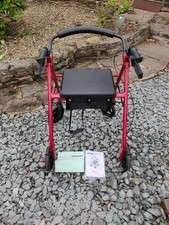 Drive Medical Rollator Walker with Seat & Back Folding Red Aluminum Adjustable